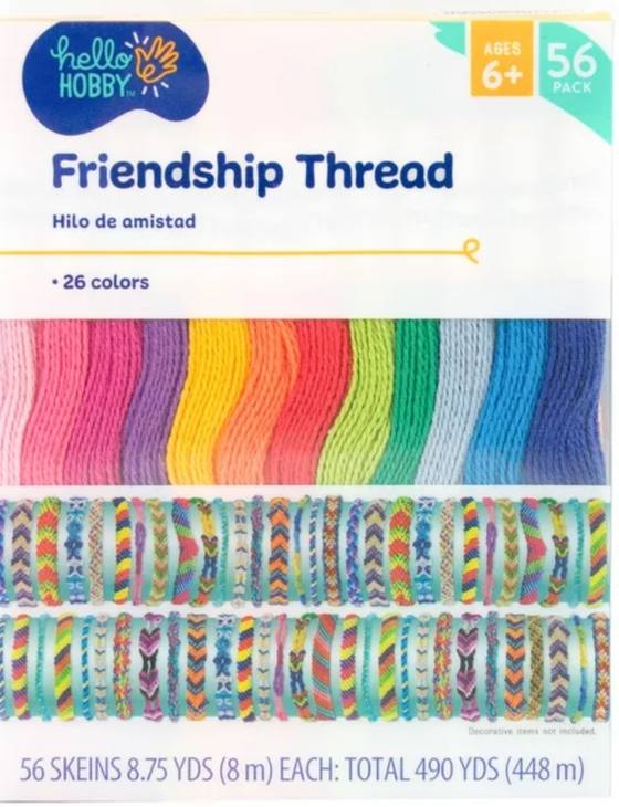 Hello Hobby friendship thread 56-pack with woven bracelet samples