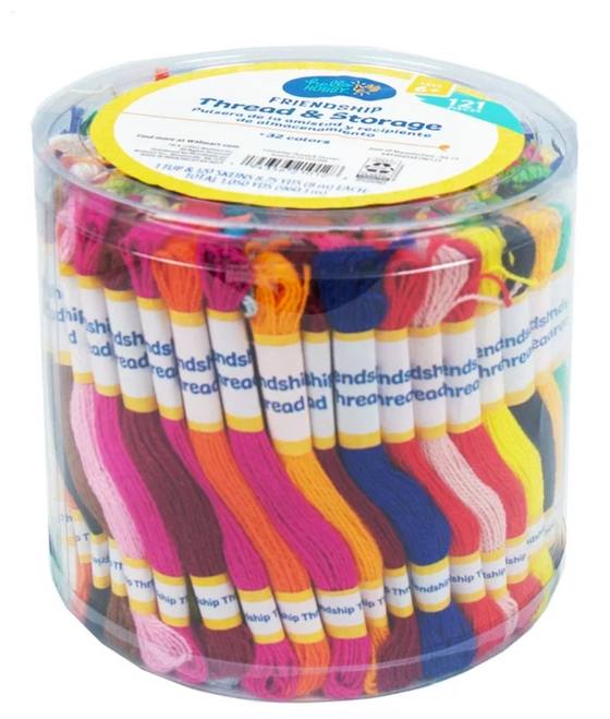 Friendship thread and storage tub, 121 skeins in 32 colours