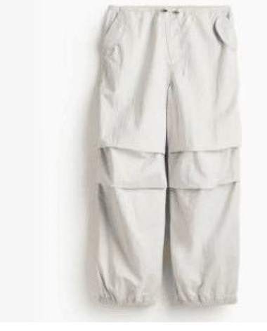 Off-white knee-pleat parachute pant