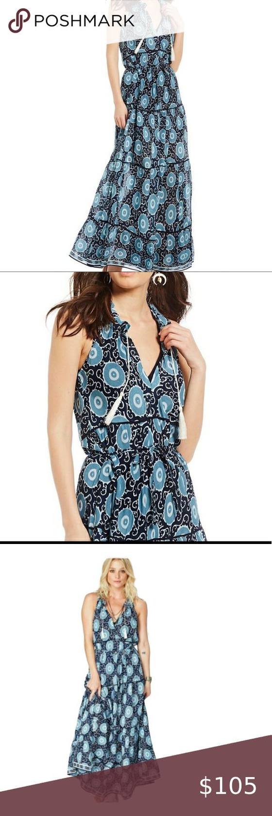Kopal Zoya blue Suzani-print maxi dress for Anthropologie