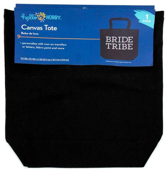 Black canvas Bride Tribe tote bag